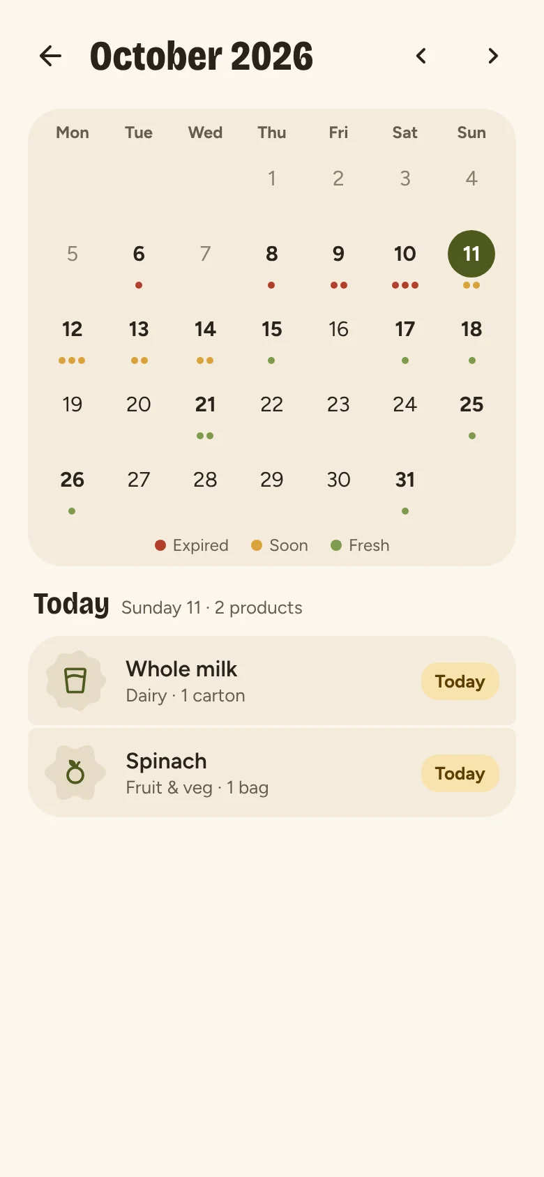 Screenshot: Calendar